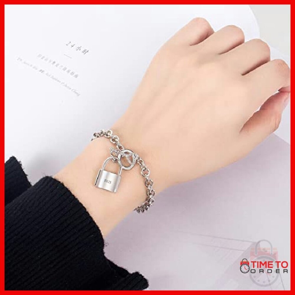 Sterling Silver Bracelet with CZ Pendant, Italian Handmade Chain, 6.3-8 Inch - Picture 3 of 8